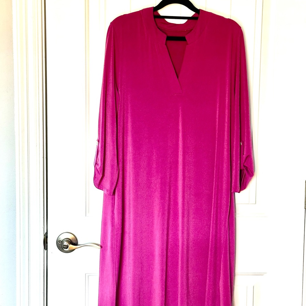 Vibrant Magenta 3/4 Sleeve Dress